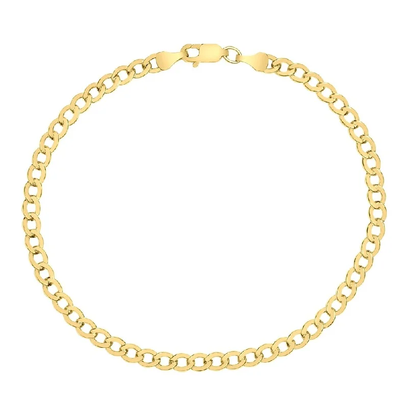 women friendship bracelets -14K Yellow Gold Filled 4.1MM Curb Link Bracelet with Lobster Clasp