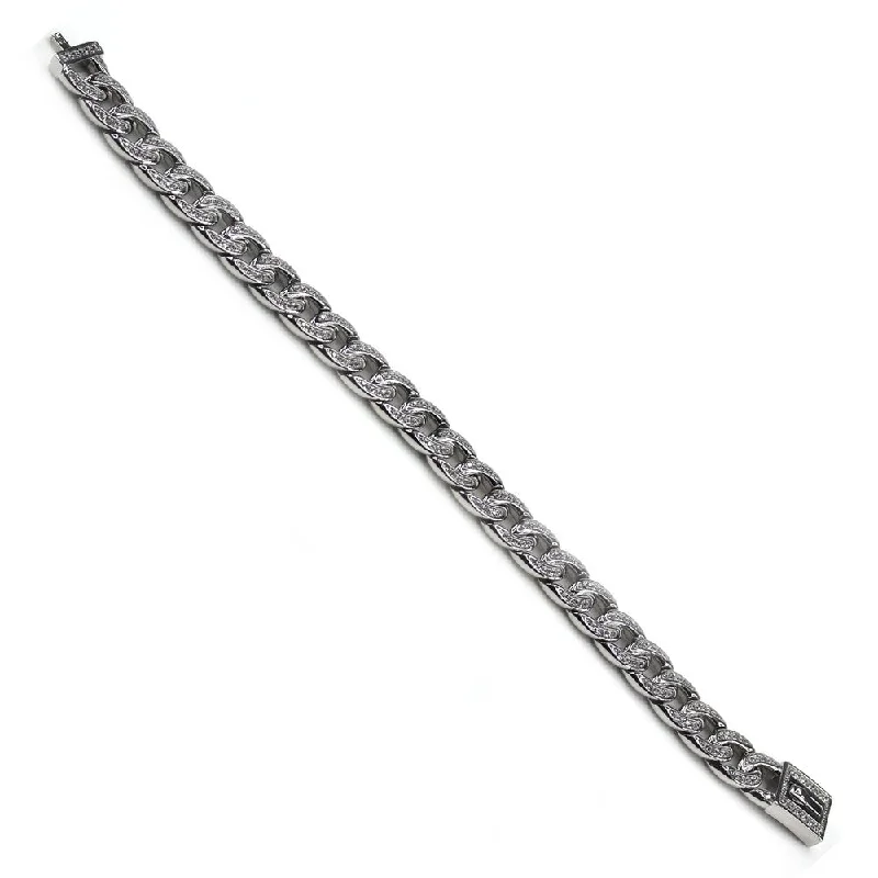 women eco-friendly bracelets -925 Sterling Silver White Zircon Chain and Link Bracelet