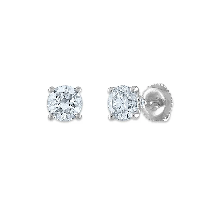 women wedding earrings -Red Hot Deal   1-1/2 CTW Lab Grown Diamond Stud Solitaire Earrings in 14KT White Gold