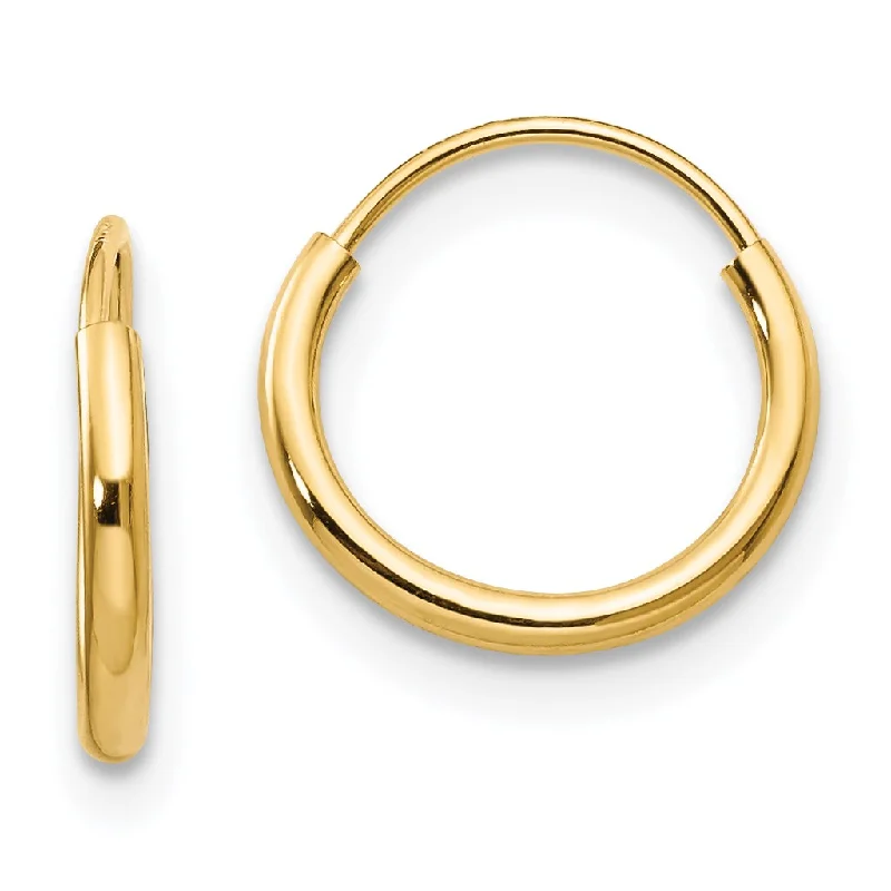 women stud earrings for women -14KT Yellow Gold 8MM Endless Hoop Earrings