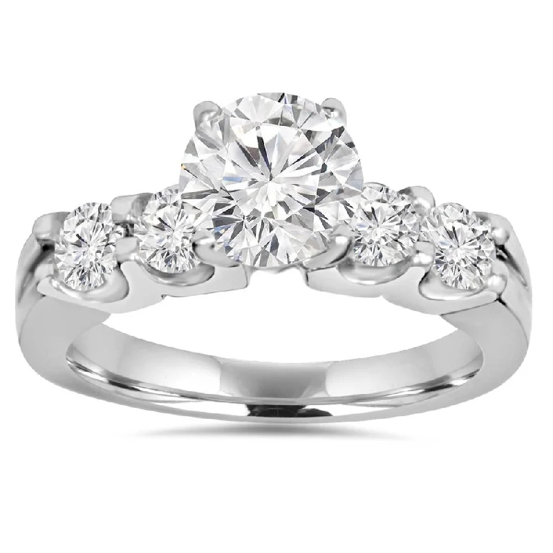 women mixed metal engagement rings -2.30Ct Round Solitaire Diamond Engagement Ring 14K White Gold Lab Grown