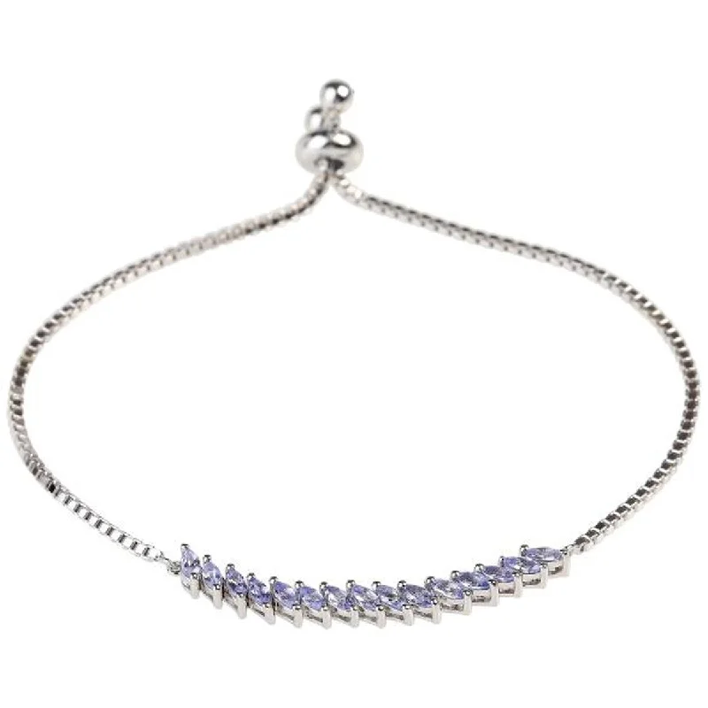 women fashion-forward bangles -925 Sterling Silver Tanzanite Bolo Bracelet