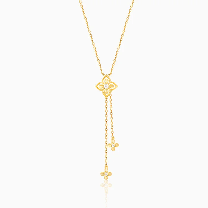 women short necklaces -Golden Artsy Floral Necklace