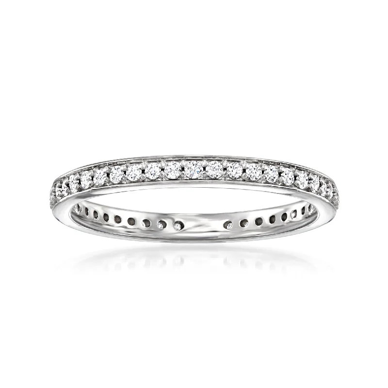 women gold engagement rings -Ross-Simons Lab-Grown Diamond Eternity Band in Sterling Silver