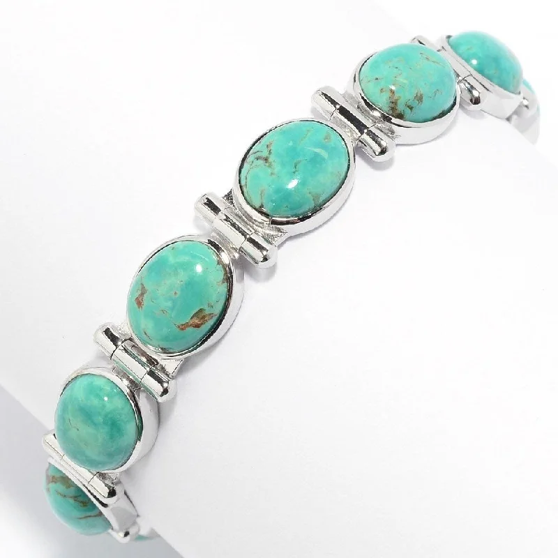 women stacked bracelets -Sterling Silver Choice of Length Tyrone Turquoise Bracelet