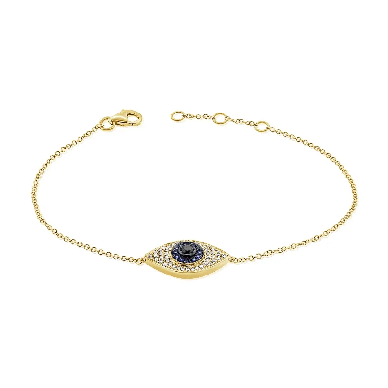 women custom bracelets -Joelle Evil Eye s Bracelet Sapphire & Diamond 14K Yellow Gold