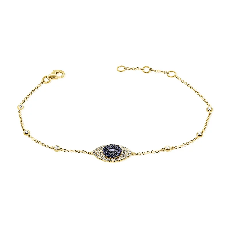 women bridal bracelets -Joelle Evil Eye Bracelet Diamond & Sapphire 14K Yellow Gold