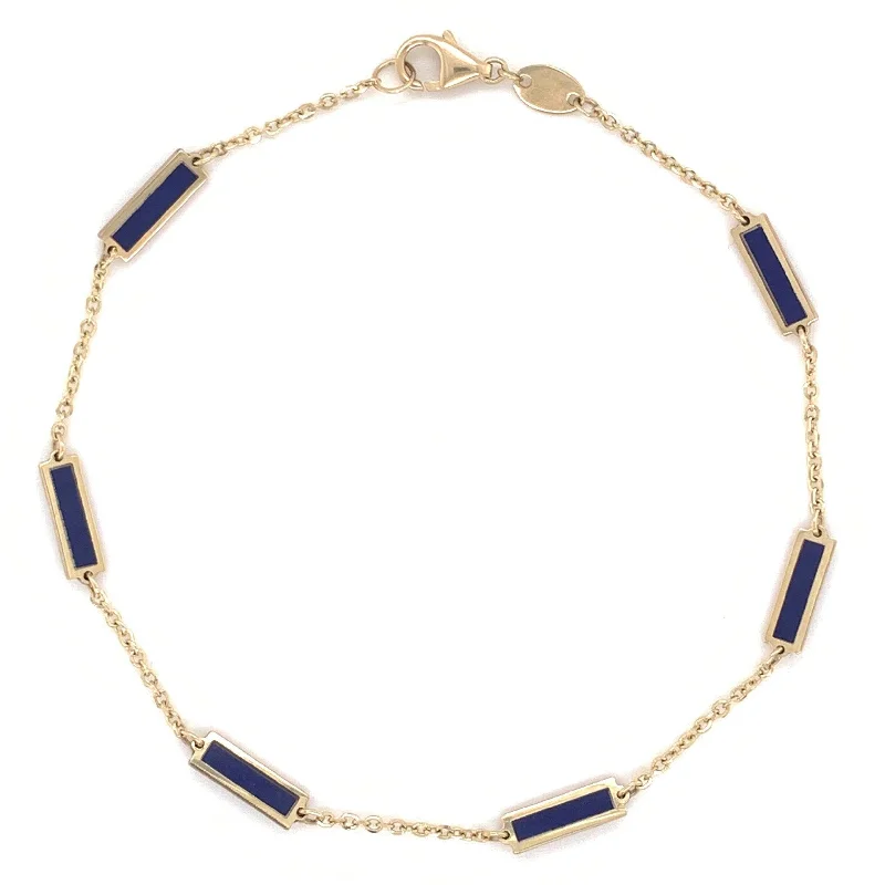 women classic bracelets -Joelle Lapis Stackable Bar Bracelet - 14K Gold Lapis Bracelet