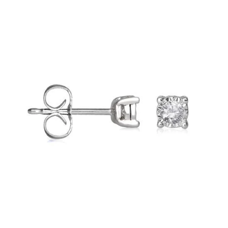 women elegant stud earrings -1/10 CTW Diamond Illusion Set Stud Earrings in Sterling Silver