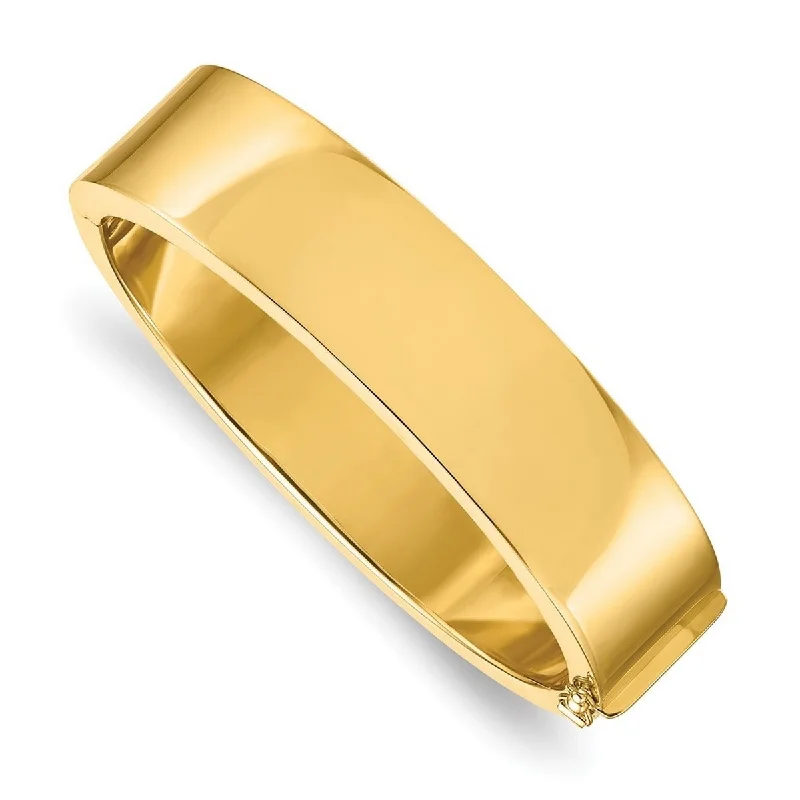 women cuff bracelets -Curata Italian 14k Yellow Gold 7.25" 15.8mm Flat Heavy Polished Hinged Bangle Bracelet - 15.8mm x 7.25"