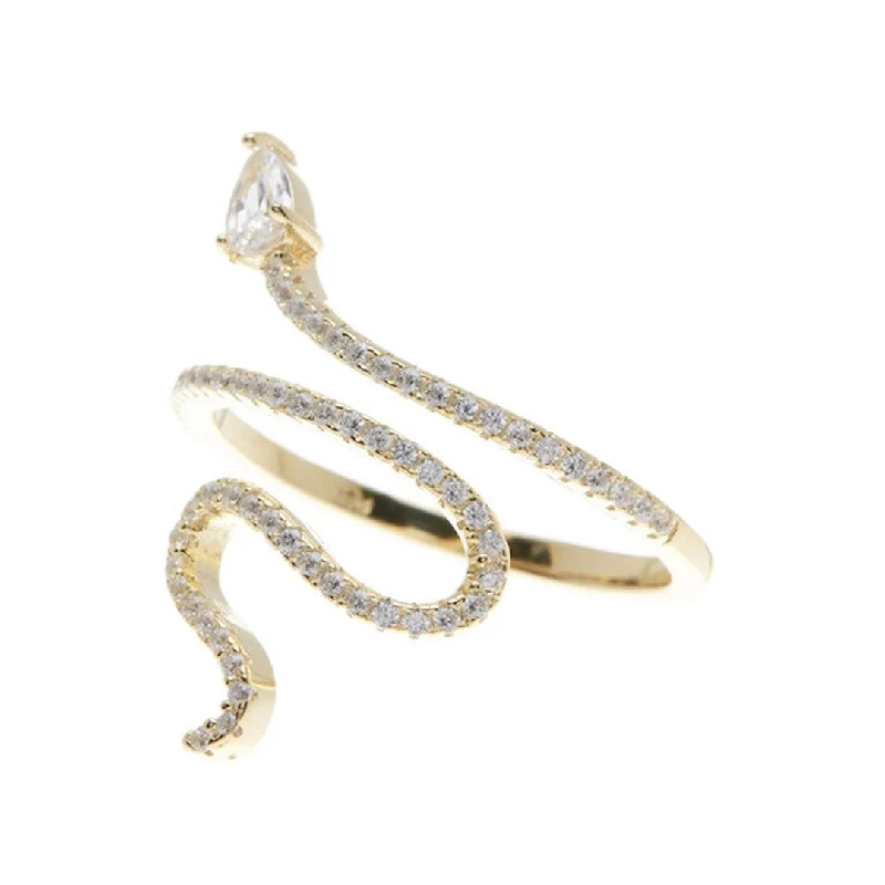 women double halo engagement rings -Adornia Crystal Snake Ring Gold