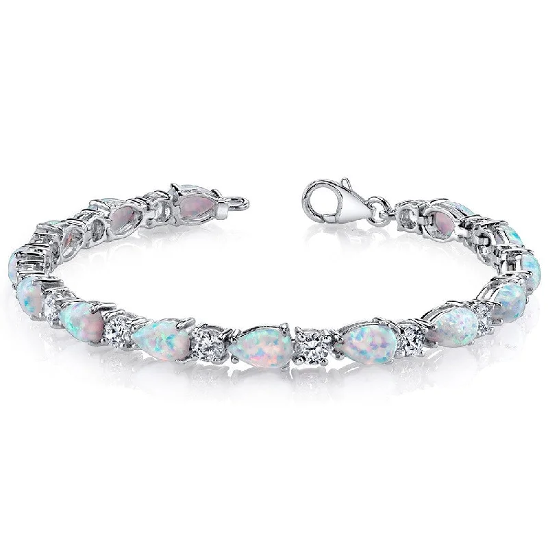 women bold bangles -10 ct Opal Tennis Bracelet in Sterling Silver