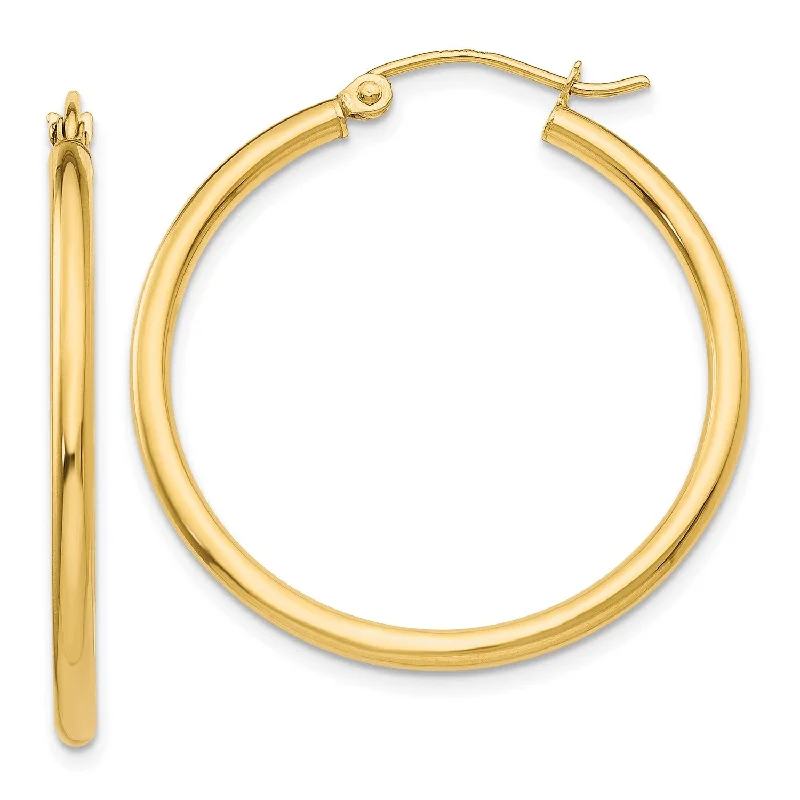 women trendy stud earrings -14KT Yellow Gold 30X2MM Hoop Earrings