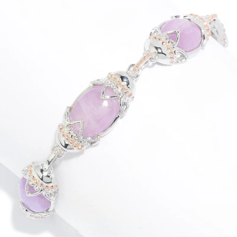 women beaded bracelets -Dallas Prince Sterling Silver 14 x 10mm Oval Kunzite Adjustable Toggle Bracelet. Collection: Classic Dallas