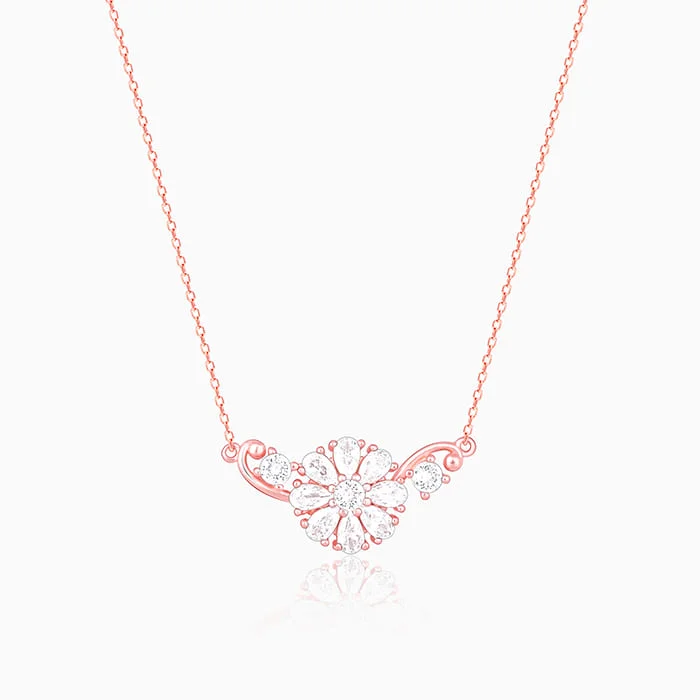 women statement necklaces -Rose Gold Floral Necklace