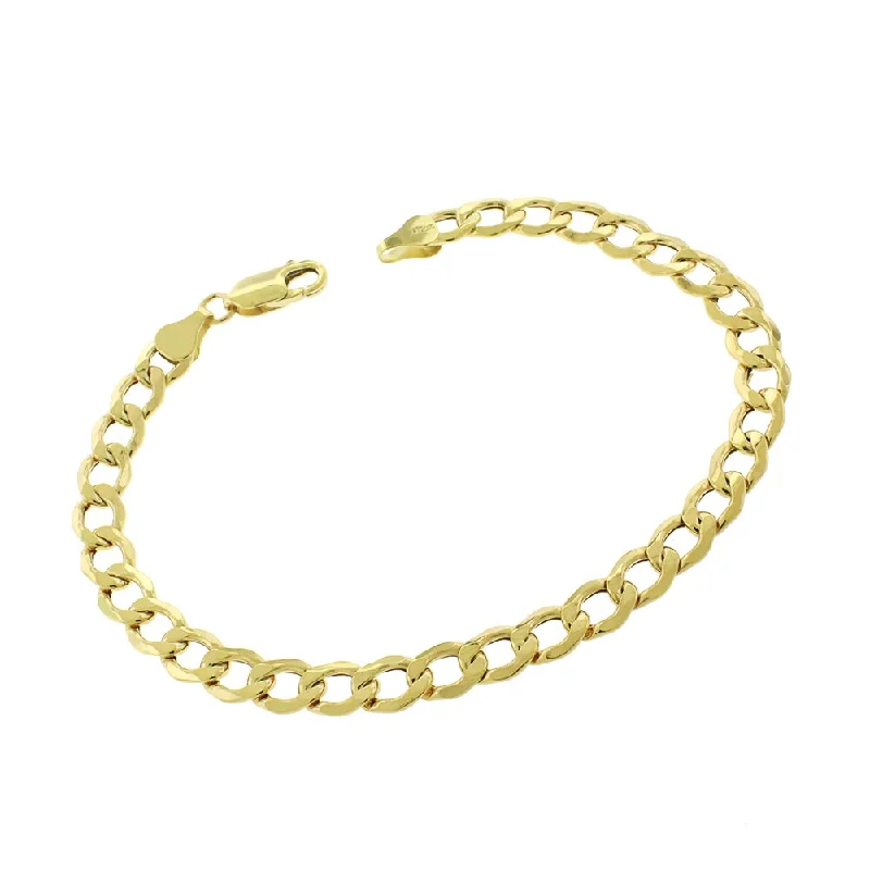 women adjustable bangles -10k Yellow Gold 6.5mm Hollow Cuban Curb Link Bracelet Chain 8.5"