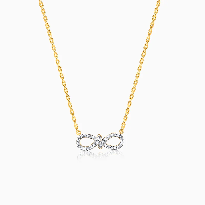 women gold bar necklaces -Gold Infini Diamond Necklace