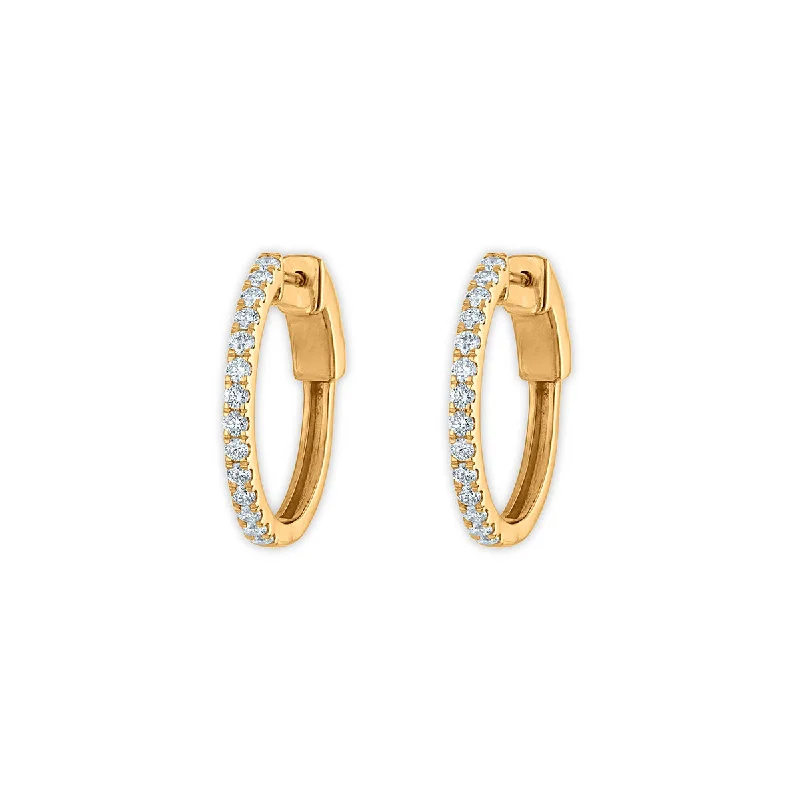 women simple earrings -EcoLove 1/2 CTW Lab Grown Diamond Hoop Earrings in 10KT Yellow Gold