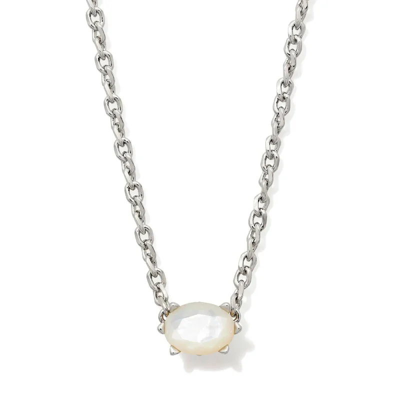 women crystal necklaces -Kendra Scott | Cailin Silver Pendant Necklace in Ivory Mother-of-Pearl