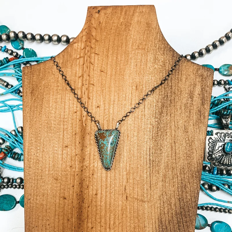 women timeless necklaces -Merle House | Navajo Handmade Genuine Sterling Silver and Triangle Kingman Turquoise Pendant Necklace