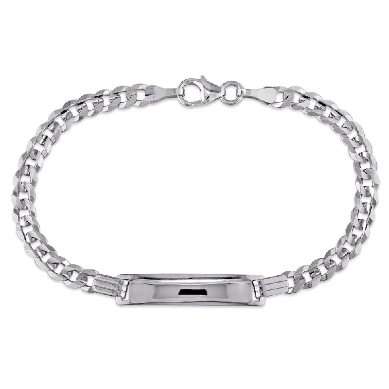 women infinity bangles -Miadora Engravable Link ID Bracelet in 10k White Gold