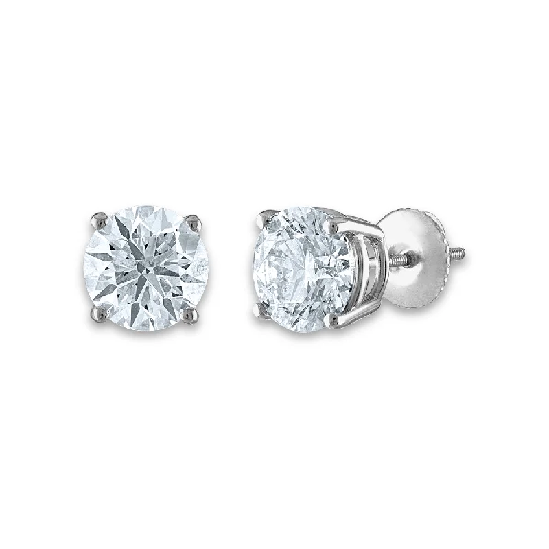 women crystal earrings -Signature Certificate EcoLove 2-1/2 CTW Round Lab Grown Diamond Solitaire Stud Earrings in 14KT White Gold