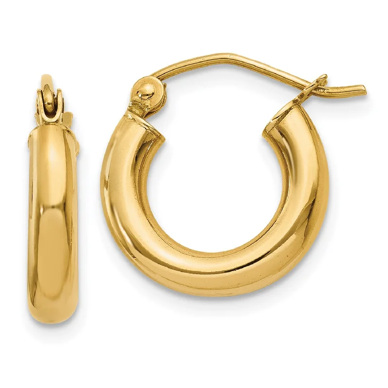 women unique earrings -14KT Yellow Gold 14X3MM Hoop Earrings