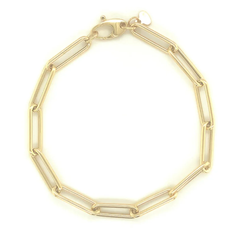 women luxury bracelets -Joelle Gold Link Paperclip Bracelet 14K Yellow Gold Made in Italy 16.8x4.8mm 7"