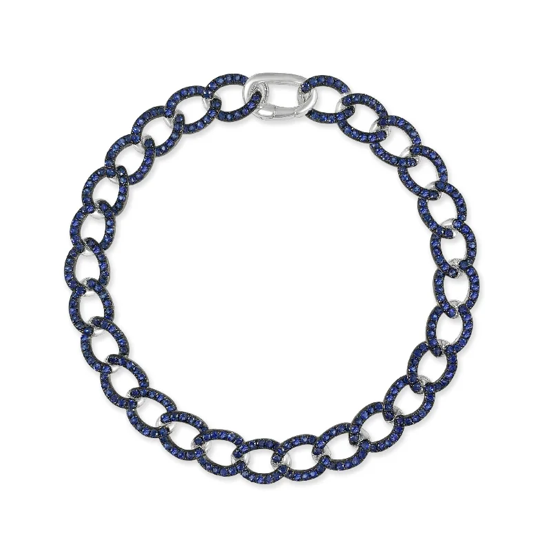 women delicate bracelets -Joelle Sapphire Link Bracelet 14K White Gold 3.27 CT TGW