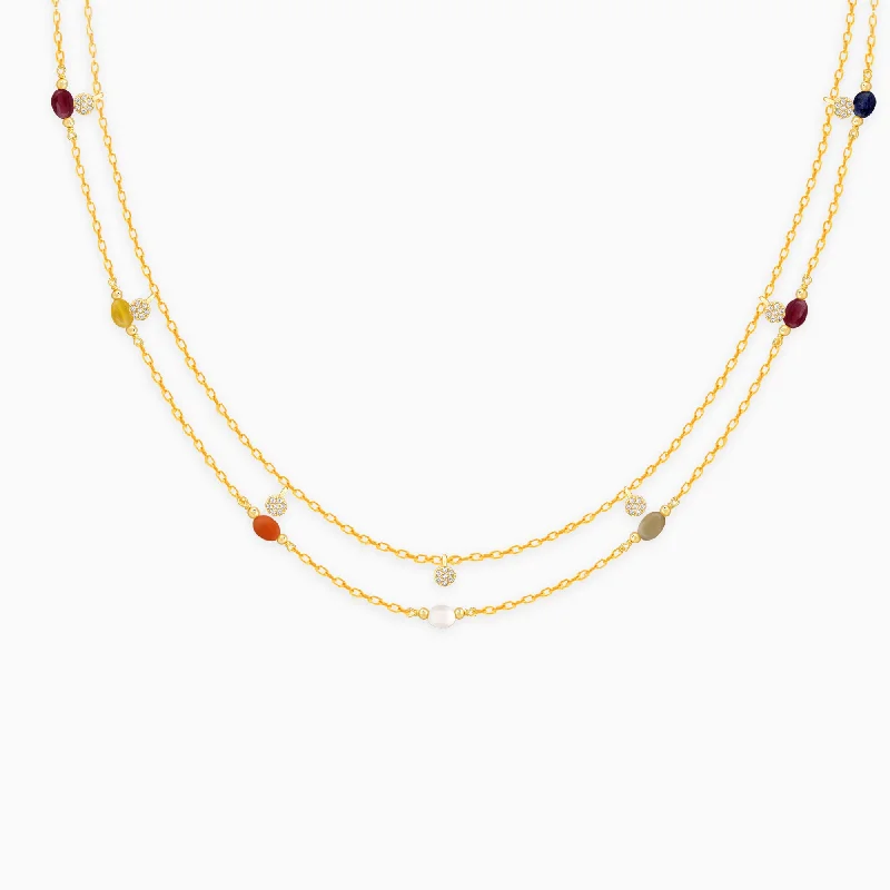 women adjustable necklaces -Golden Vivid Beaded Necklace