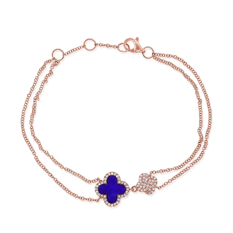 women delicate bracelets -Joelle Flower Bracelet Lapis & Diamond 14K Rose Gold