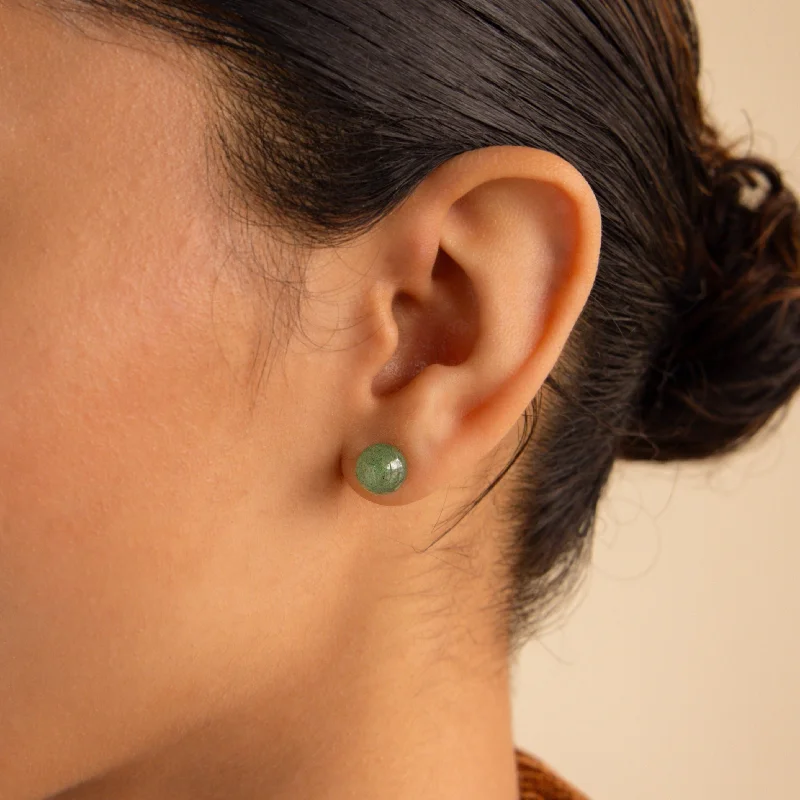 women designer hoop earrings -Jade Bead Studs