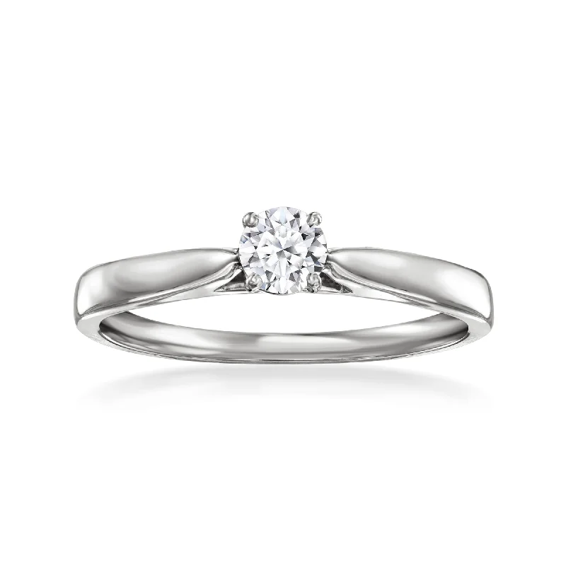 women silver engagement rings -Ross-Simons Lab-Grown Diamond Solitaire Ring in Sterling Silver