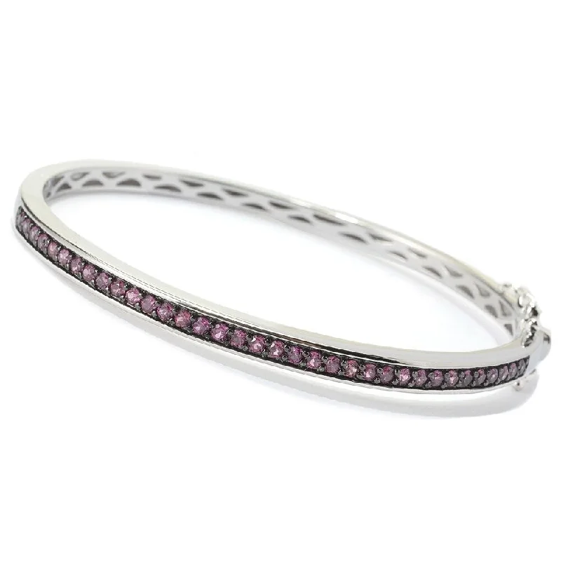 women contemporary bangles -Sterling Silver 1.96Ctw Rhodolite Bangle Bracelet