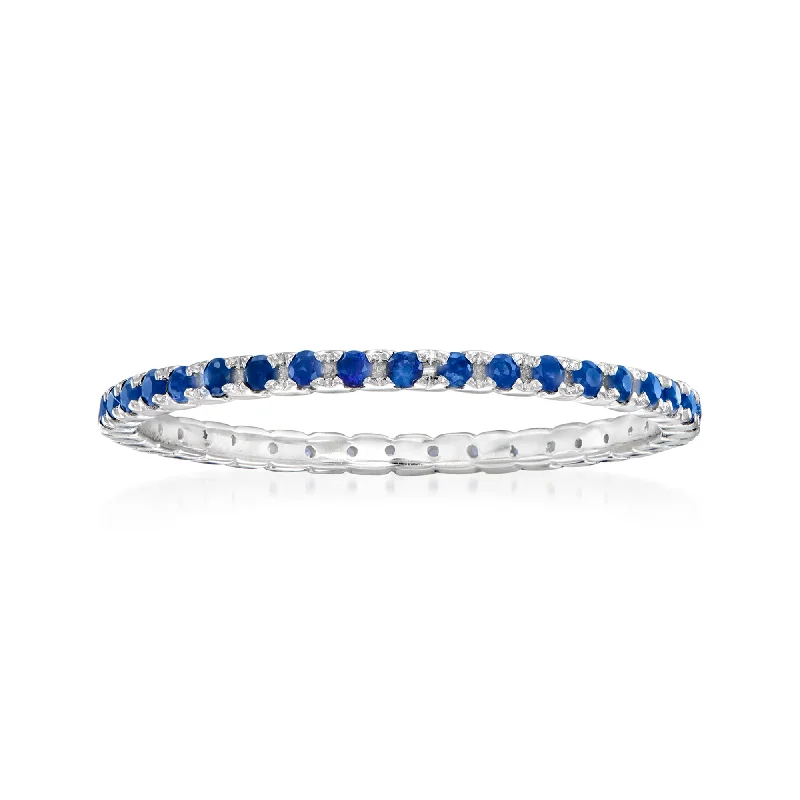 women vintage-inspired engagement rings -Ross-Simons Sapphire Eternity Band in 14kt White Gold