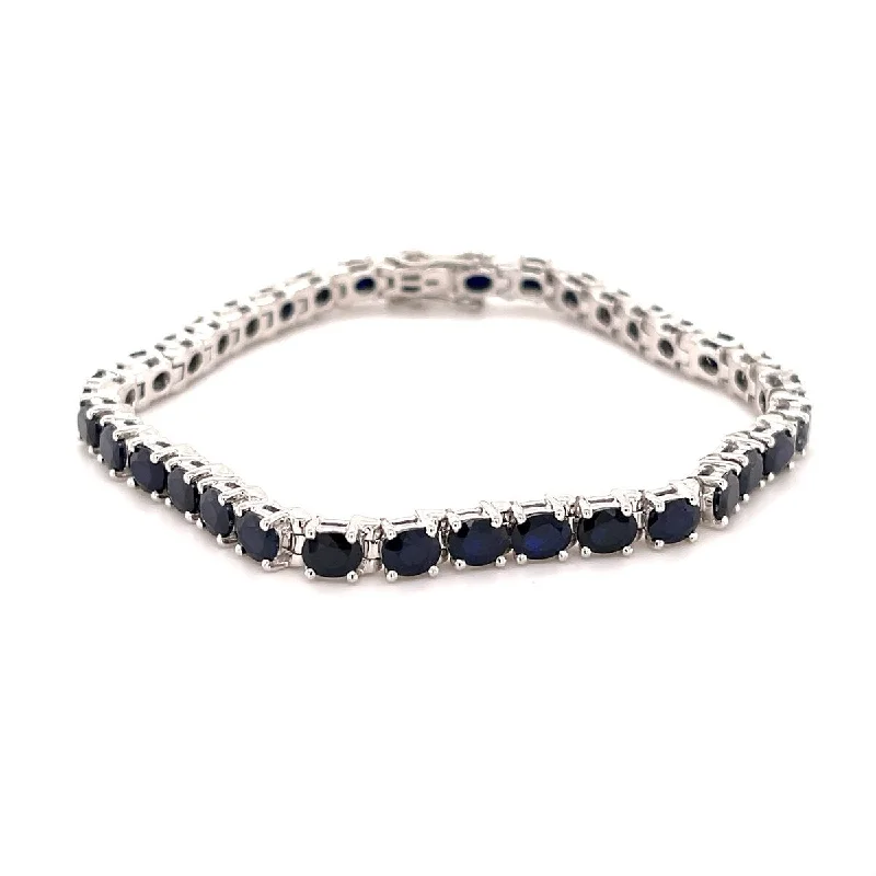 women crystal bracelets -925 Sterling Silver Diffusion Blue Sapphire Gemstone Tennis Bracelet