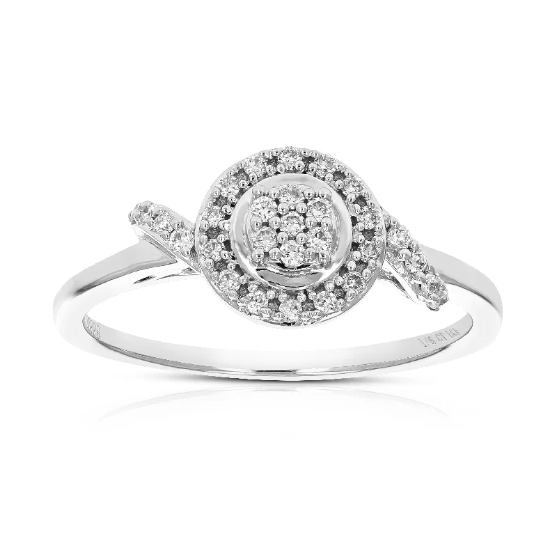 women sparkling engagement rings -1/6 cttw Round Lab Grown Diamond Engagement Ring .925 Sterling Silver