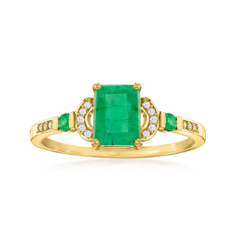 women emerald-cut engagement rings -Canaria Emerald Ring With Diamond Accents in 10kt Yellow Gold