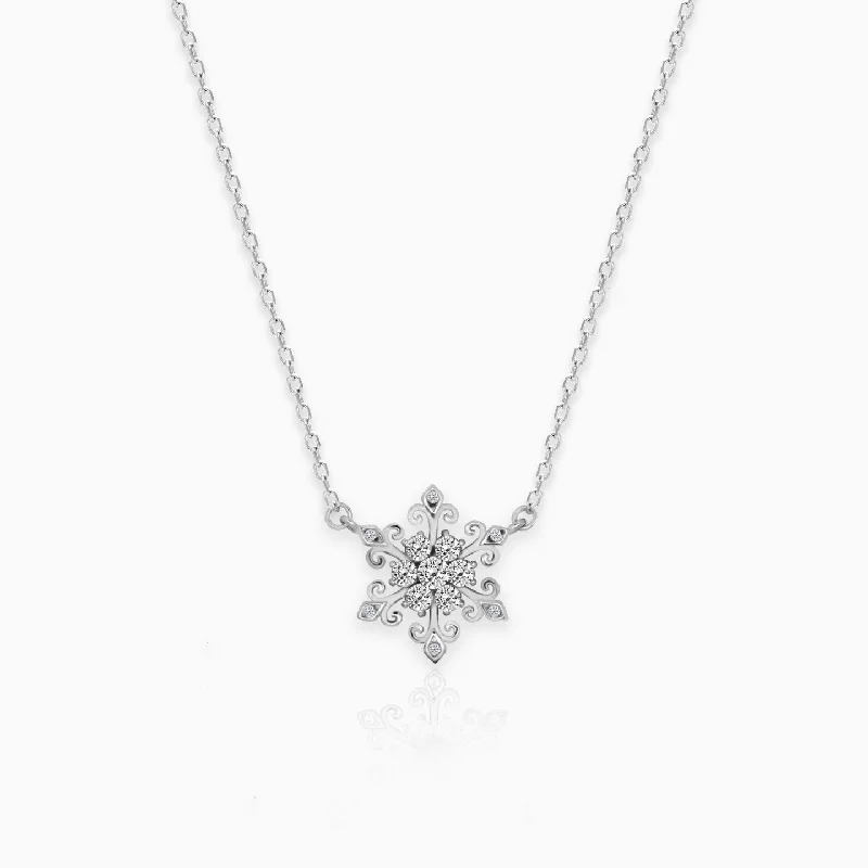 women classic pendant necklaces -Silver Snowflake Necklace