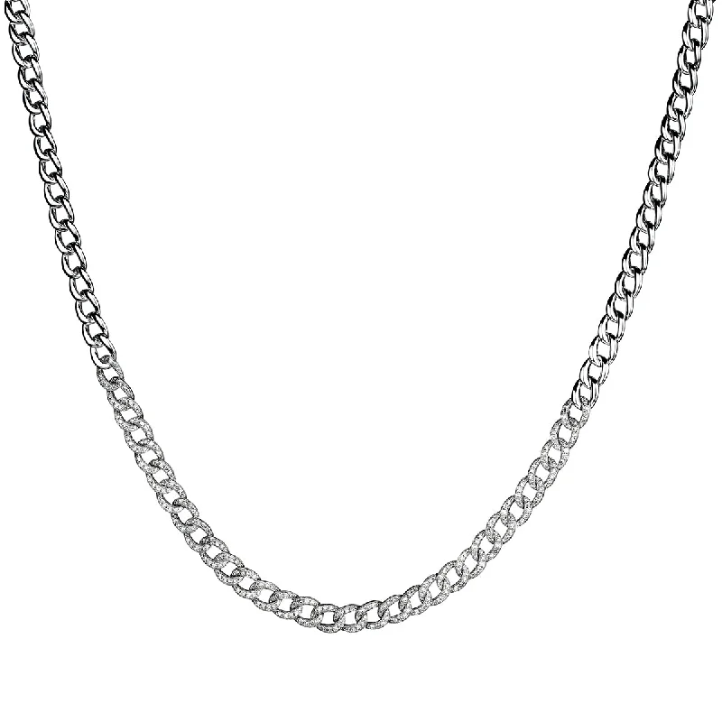 women sparkling diamond necklaces -DIAMOND CURB LINK NECKLACE