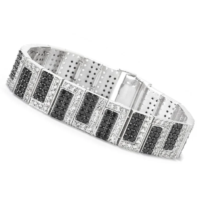 women high-quality bracelets -Sterling Silver 14 2/5ct Black Spinel and White Topaz Bracelet