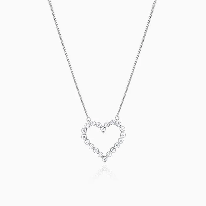 women beaded necklaces -Silver Heart's Affection Necklace