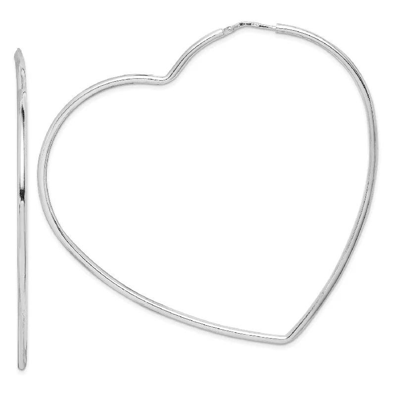 women hoop earrings for women -Sterling Silver 2X72MM Heart Hoop Earrings