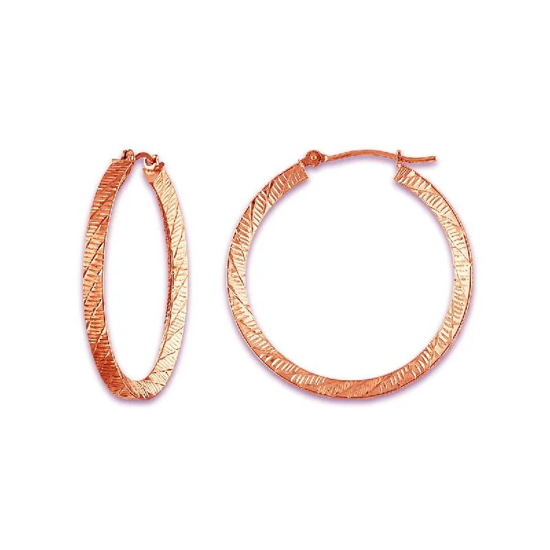 women large hoop earrings -10KT Rose Gold 30X3MM Hoop Earrings