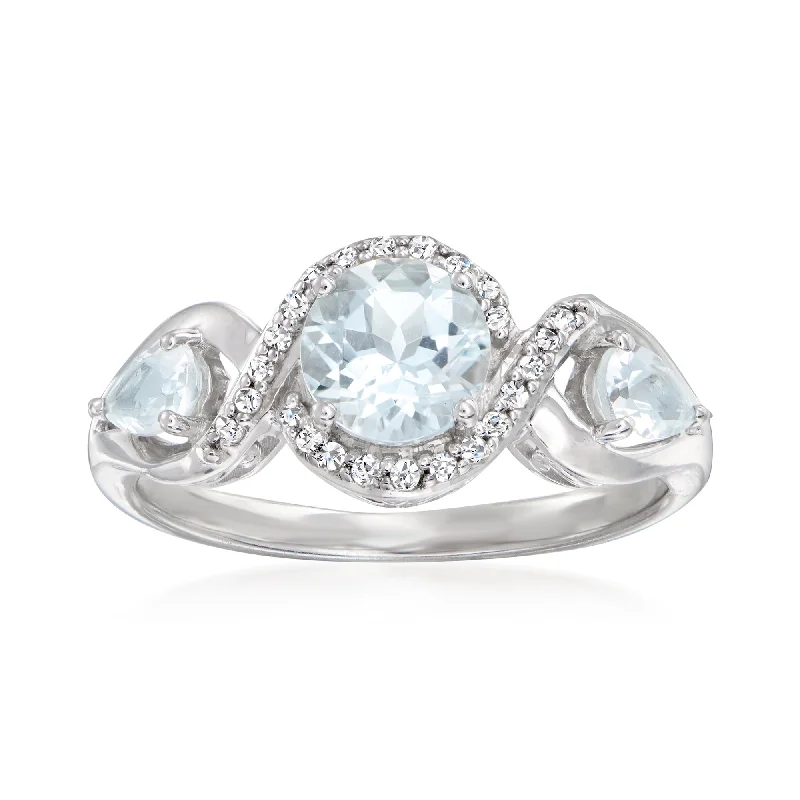 women ruby engagement rings -Ross-Simons Aquamarine and . Diamond Ring in Sterling Silver