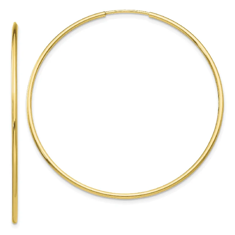 women gemstone stud earrings -10KT Yellow Gold 45X1.2MM Endless Hoop Earrings