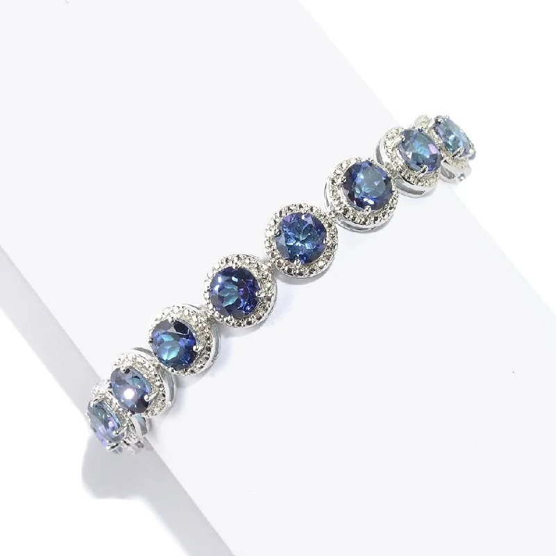 women cuff bracelets -925 Sterling Silver Blue Quartz Bracelet