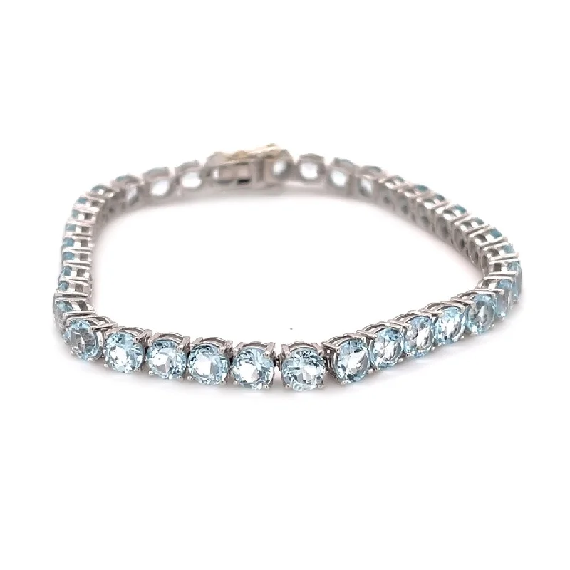 women sparkling bracelets -925 Sterling Silver Sky Blue Topaz Gemstone Tennis Bracelet