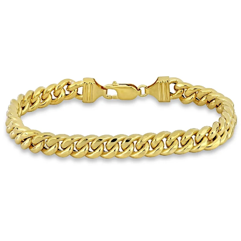 women chic bracelets -Miadora 8.8mm Curb Chain Bracelet in 10k Yellow Gold - 9 in