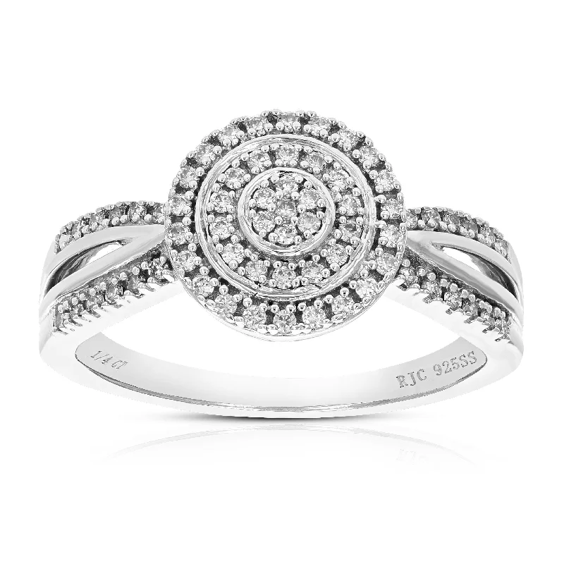 women wedding and engagement rings -1/4 cttw Round Lab Grown Diamond Engagement Ring For Women .925 Sterling Silver